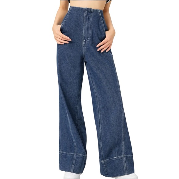 Cider Denim - NWT Cider Deep Blue High Waist Baggy Jeans | M